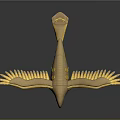 Golden Bird Model With Decorative Wings And Small Wheels 3d model