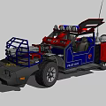 Red And Blue Toy Truck With Police Lights Antenna Rear Rack And Avengers Logo