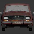 Red Vintage Sedan Car With Classic Front Grille And Headlights Reflection