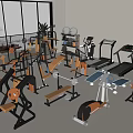 Complete Sports Equipment Collection with Treadmills Dumbbells Exercise Bikes and Benches in Modern Gym