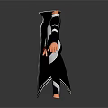 3D Clothing Models With Black Long Coat Red Lining And Black White Striped Bodysuit