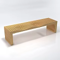 Golden Wooden Bench With Modern Wavy Stripe Design And Simple Structure