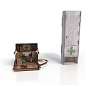 Leather First Aid Kit With Medical Supplies And Green Cross Emergency Box