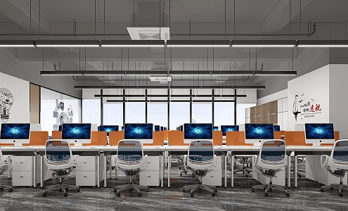 modern public office area open office area 3d model