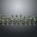White Decorative Tower Models Arranged On Gray Background For