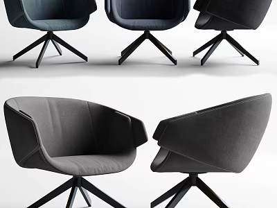 Modern Single Sofa With Dark Gray Upholstery And Black Metal Legs For Living Room 3d model