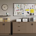 Efficient Office Space With Office Appliances Including Printer Bulletin Board File Folders And Filing Cabinets