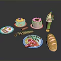 Assorted Delicious Foods Including Pancakes Cake Ice Cream Bacon Pizza And Bread