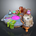 Apothecary Potion Table Alchemist Magic Scene Magic Lab Magic Scene 3d model