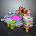 Apothecary Potion Table Alchemist Alchemist Magic Scene Magic Lab Magic Scene 3d model