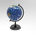Decorative Globe Ornament Set for Home Decor with Black Base and Blue Ocean Design