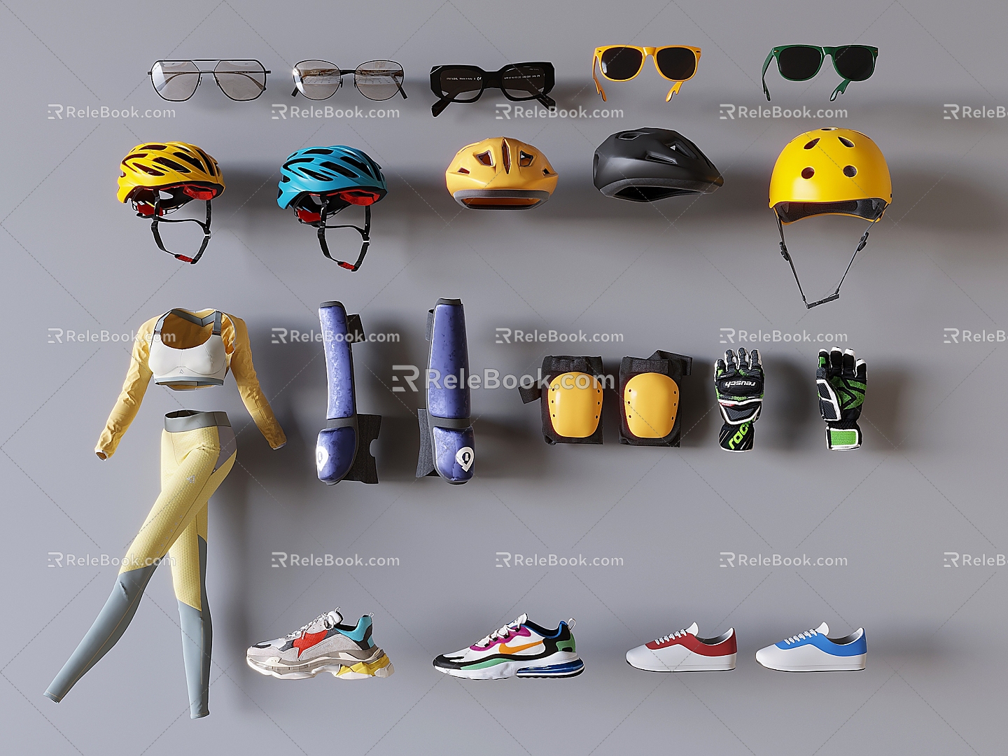 Cycling Equipment Eye Glasses Sportswear Protector Helmet Helmet 3d model