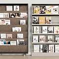Modern Bookcase With Fabric Storage Pockets And Metal Frame Holding Magazines And Books