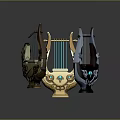 Decorative Ornate Harp Collection With Intricate Designs And Color Variations
