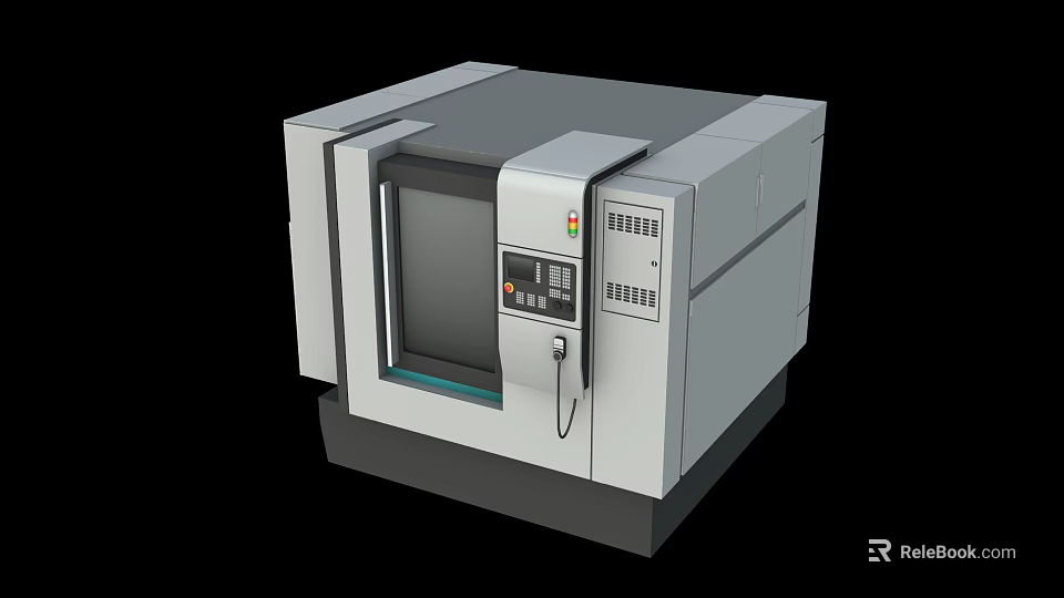 Modern Industrial Equipment With Control Panel Display Screen And Metal Casing 3d model 