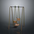 Elegant Modern Swing Design With Double Wooden Seats And Sturdy Metal Frame