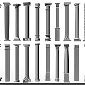 Collection Of Classical Roman Columns With Various Architectural And Decorative Styles