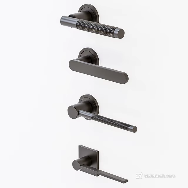 Modern Door Handles With Different Stylish Designs And Metal Finishes 3d model 