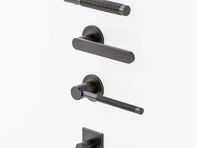 Modern Door Handles With Different Stylish Designs And Metal Finishes 3d model