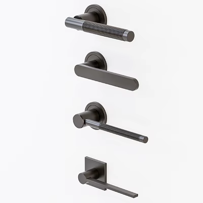 Modern Door Handles With Different Stylish Designs And Metal Finishes 3d model
