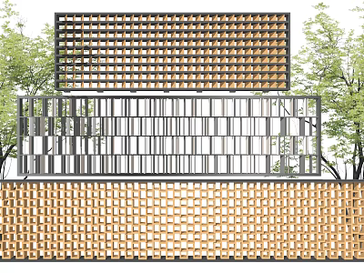 Modern Room Dividers With Black Frame Yellow Lattice And Slatted Gray White Designs 3d model