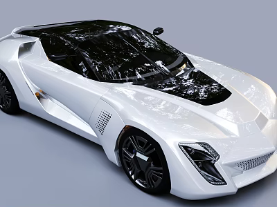 Modern White Sports Car with Sleek Aerodynamic Body Black Roof and Stylish Wheels 3d model
