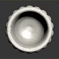 Classic White Ceramic Planter With Scalloped Design And Pedestal Base
