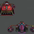 Futuristic Sci Fi Spaceship With Detailed Red Brown Mechanical Industrial Design