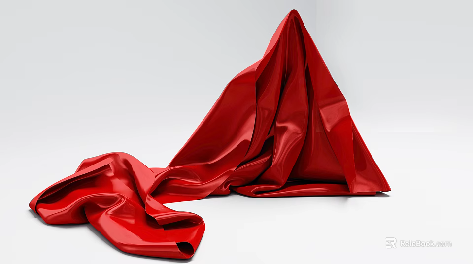 Modern Sofa and Coffee Table Set Featuring Red Satin Accents on White Background 3d model