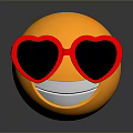 Decorative Yellow Emoji Accessory With Red Heart Shaped Sunglasses Smiling Face Design For Daily Use