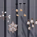 Contemporary Chandeliers With Various Designs Metallic Frames And Glass Shades