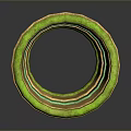 Colorful Multi Layered Ring With Green Gold Copper Bands And Textured Shiny Finish