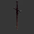 Gothic Aggressive Sword with Spikes Twisted Patterns and Metal Hilt Design 3d model