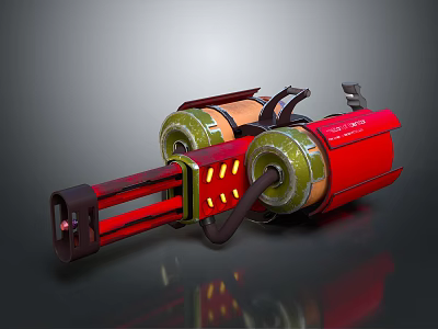 Red And Green Mechanical Device With Cylindrical Tanks Handle And Industrial Pipes 3d model