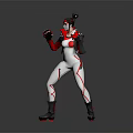 Anime 3D Character In Red White Tight Bodysuit With Headgear Black Boots And Action Pose