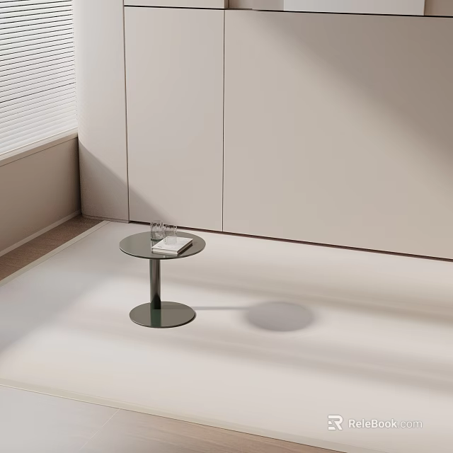Modern Glass Top Side Table with Metal Base and Book on Living Room 3d model 
