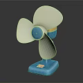 Modern Air Cooler Fan With White Blades Blue Base And Orange Center Design For Home Use