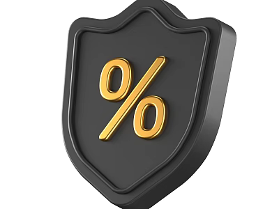 Stylish Black Shield Ornament Set With Gold Percent Sign Decoration 3d model