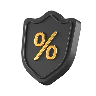 Stylish Black Shield Ornament Set With Gold Percent Sign Decoration 3d model