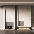 Modern Fireplace Background Wall Decorative Fireplace 3d model