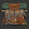 Vintage Style Storage Chest For Daily Supplies With Leather Straps Green Roll And Small Decorative Items