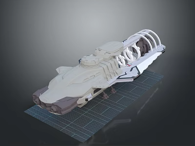Futuristic Mechanical Structure 3D Model With Skeleton Frame And Platform Base 3d model