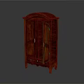 Red Vintage Wooden Storage Cabinet With Glass Door And Drawer For Home Decor