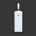 Vintage Shell Gas Pump Model in White and Yellow with Logo and Fuel Nozzle