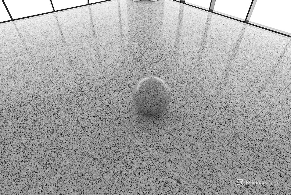 Speckled Terrazzo Floor Tile In Spacious Area With Large Windows 3d model 