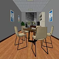 Conference Room Interior With Wooden Flooring Conference Table Chairs And Wall Paintings