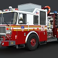 Red FDNY Fire Truck With Ladder Water Tank And Number 69
