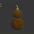 Decorative Orange Gourd With Two Spherical Sections And Small Curved Stem On Gray Background
