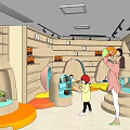 Indoor Children Playground With Colorful Slide Ball Pit Balloons And Kids Playing