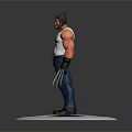 Muscular Man In White Tank Top Blue Jeans With Metal Claws On X Symbol Base